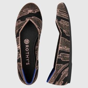 Rothy's The Flat In Golden Shimmer Black And Gold Round Toe Size 6